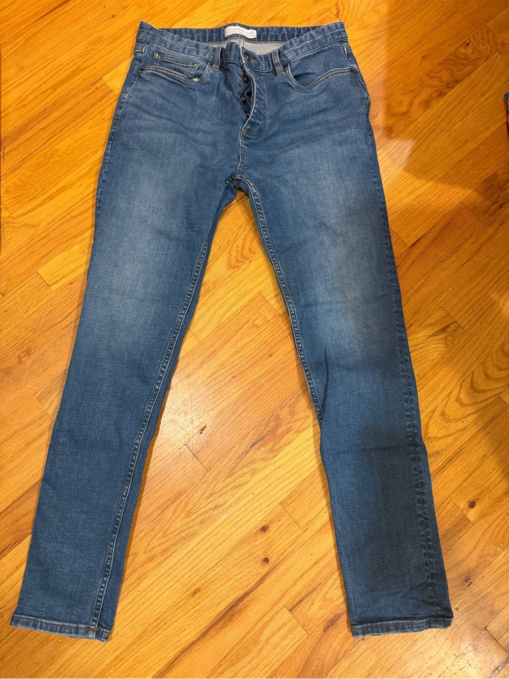 Topman Women's Skinny Jeans in Medium Blue Wash